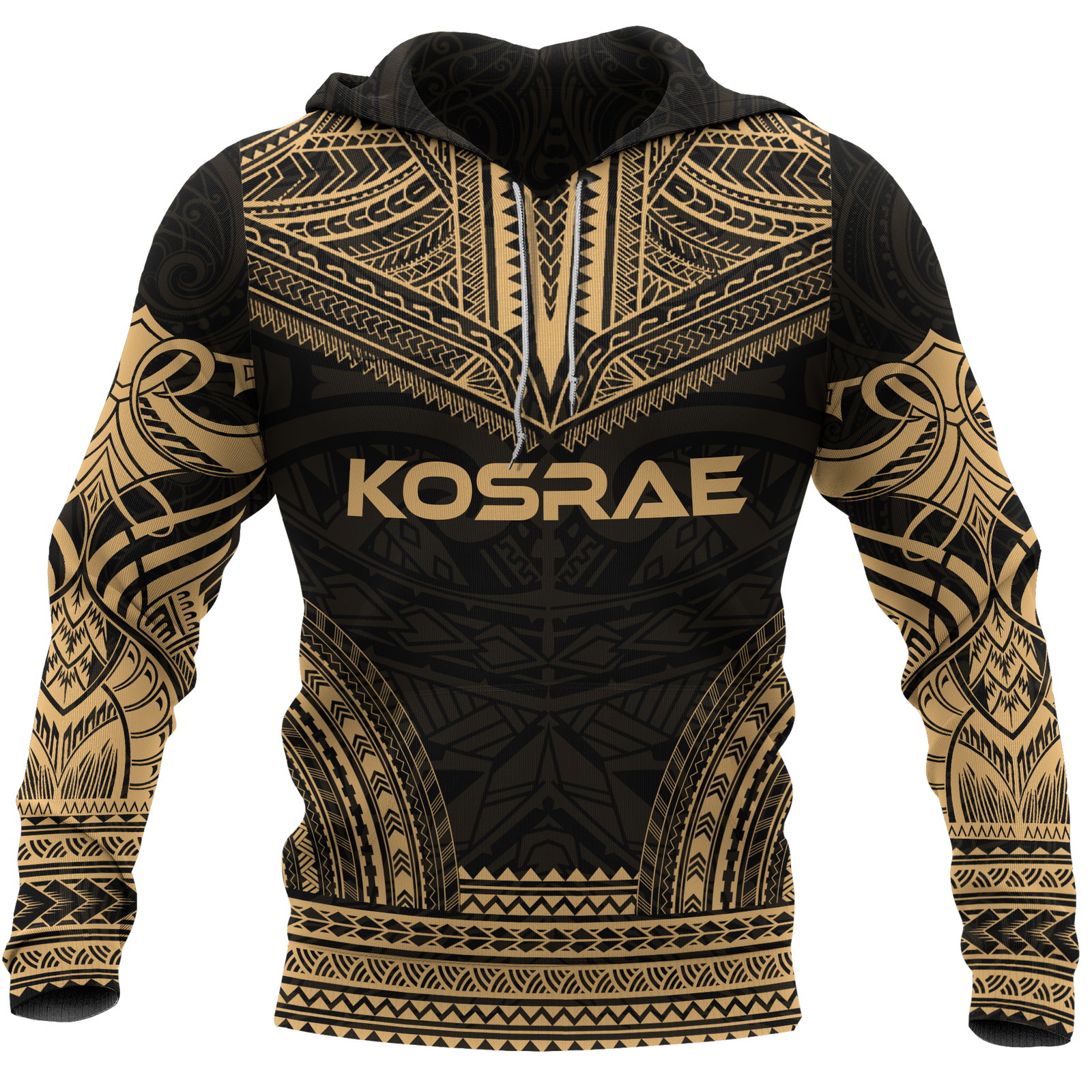 Kosrae Polynesian Chief Hoodie Gold Version Unisex Gold - Polynesian Pride