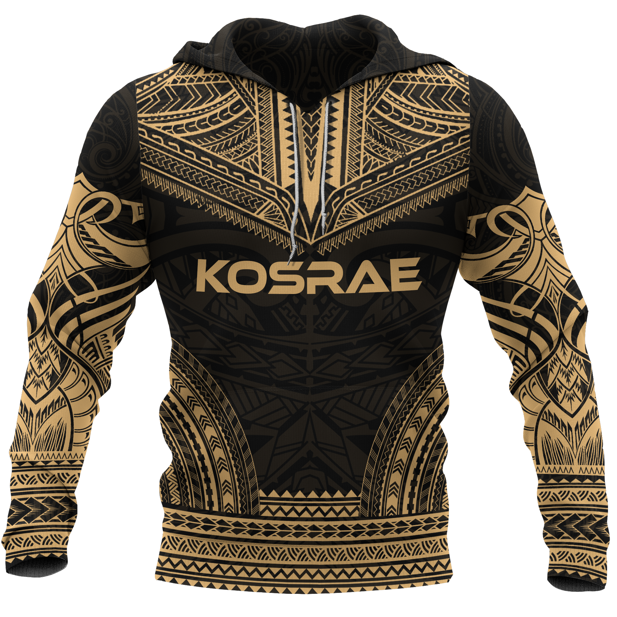 Kosrae Polynesian Chief Hoodie Gold Version Unisex Gold - Polynesian Pride