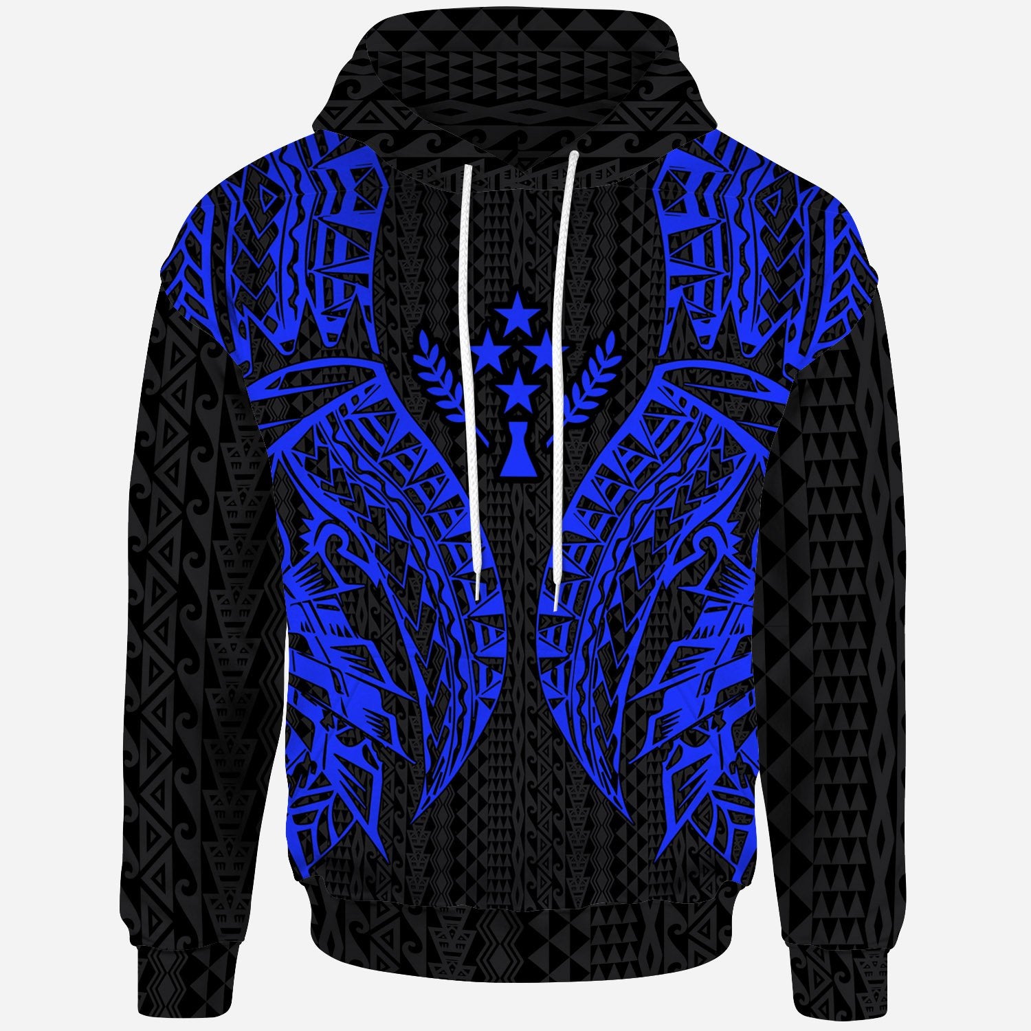 Kosrae Hoodie Micronesian Lion Head Blue Style Unisex Blue - Polynesian Pride