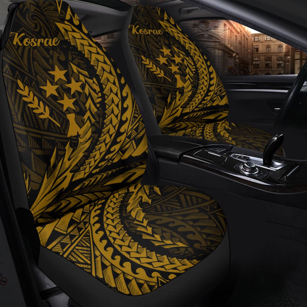 Kosrae Car Seat Cover - Wings Style Universal Fit Black - Polynesian Pride