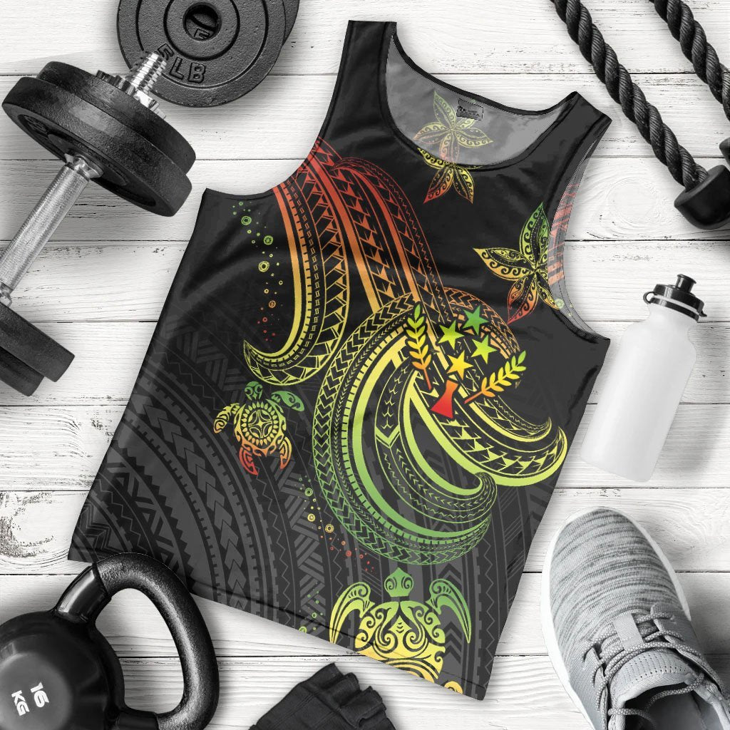 Kosrae Custom Personalised Men's Tank Top - Reggae Turtle Reggae - Polynesian Pride