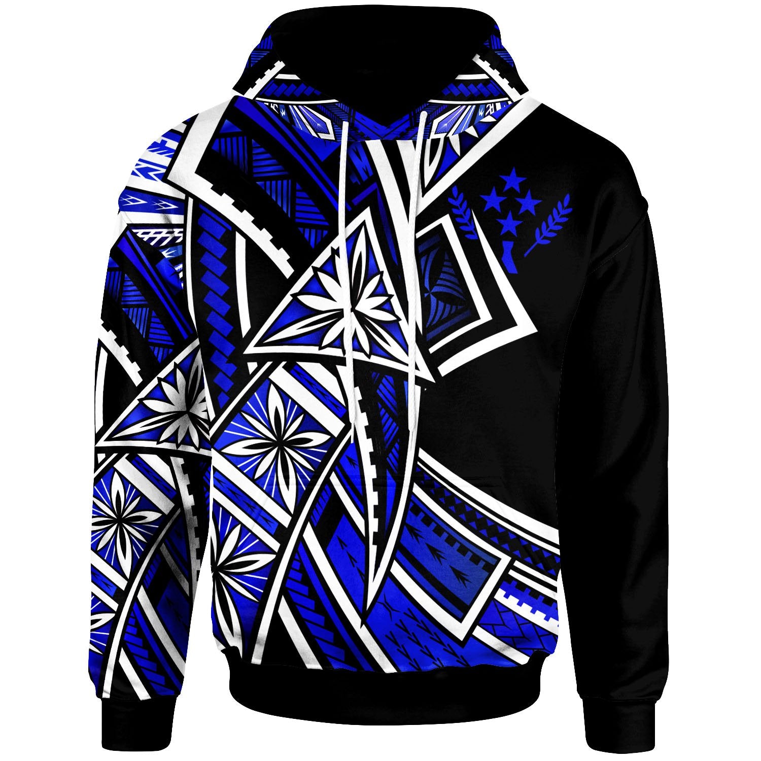 Kosrae Hoodie Tribal Flower Special Pattern Blue Color Unisex Blue - Polynesian Pride