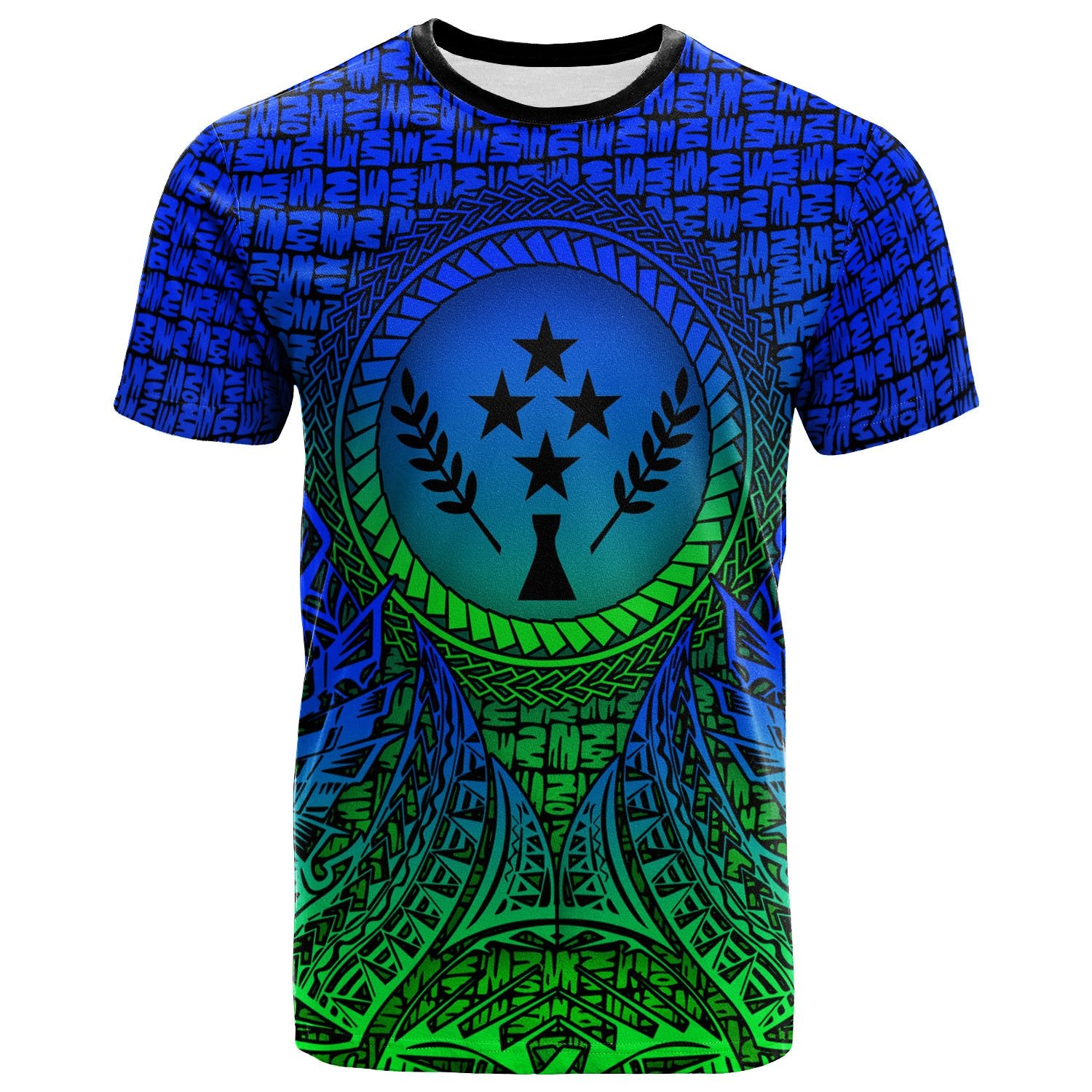 Kosrae Micronesian T Shirt Circle Pattern Blue Unisex Blue - Polynesian Pride