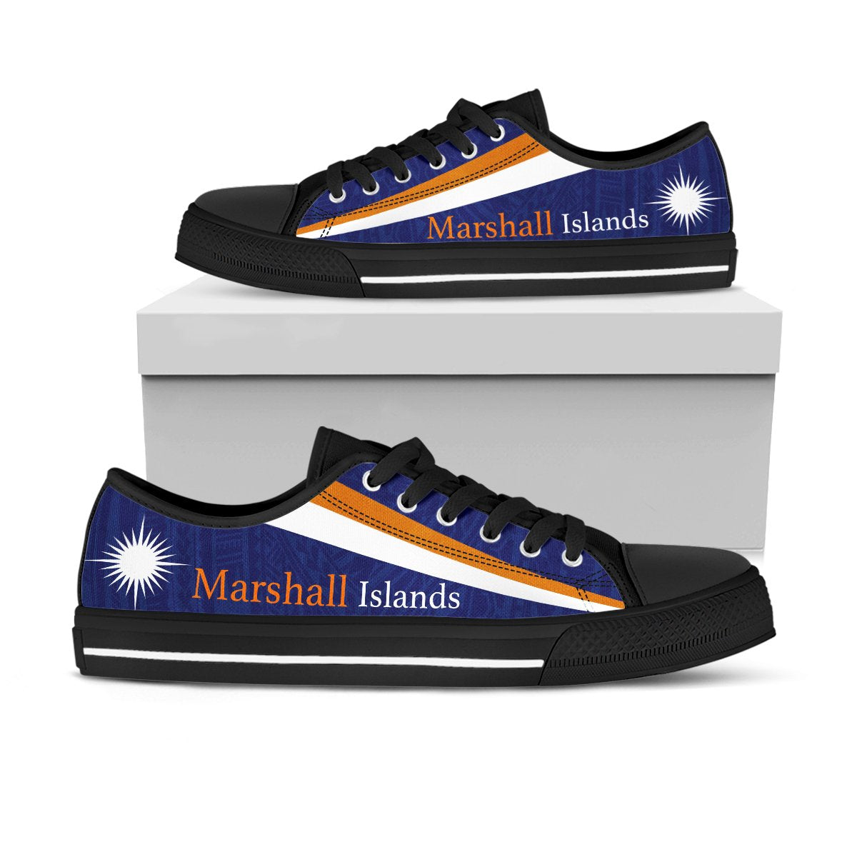Marshall Flag Low Top Canvas Shoe - Flag With Patterns - Polynesian Pride