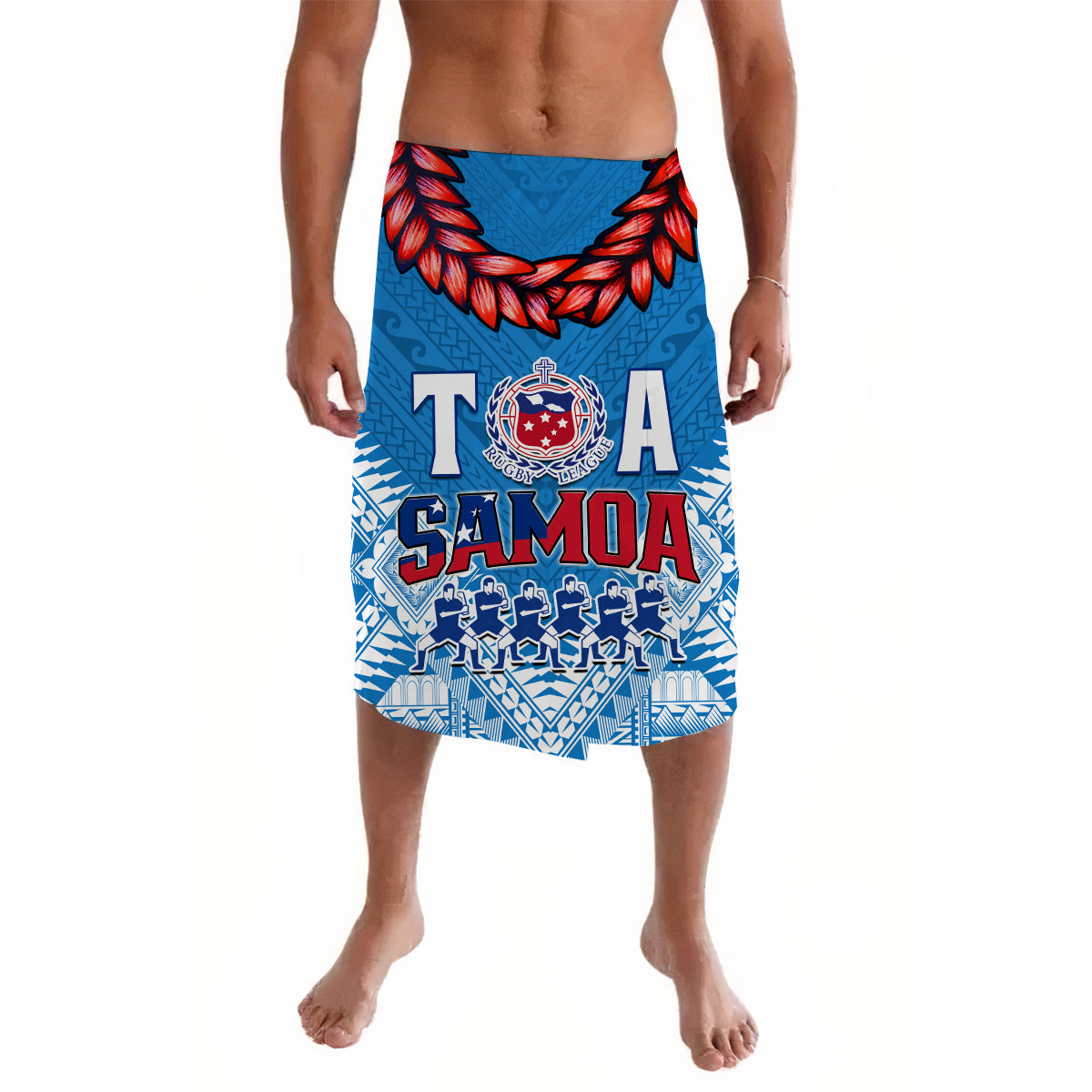 Toa Samoa Rugby Lavalava Manu Siva Tau Style Ulafala Ver.02 LT13 Blue - Polynesian Pride