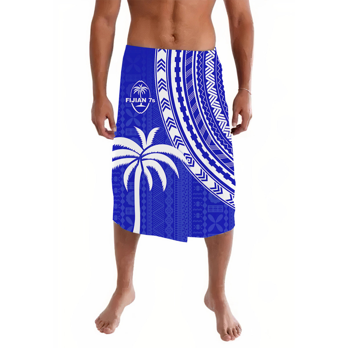 Fiji Rugby Sevens Lavalava Fijian 7s Tapa Polynesian Blue Ver.02 LT13 Blue - Polynesian Pride