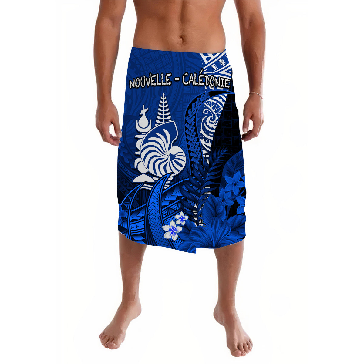 New Caledonia Lavalava Nautilus Blue Polynesian Hibiscus LT13 Blue - Polynesian Pride