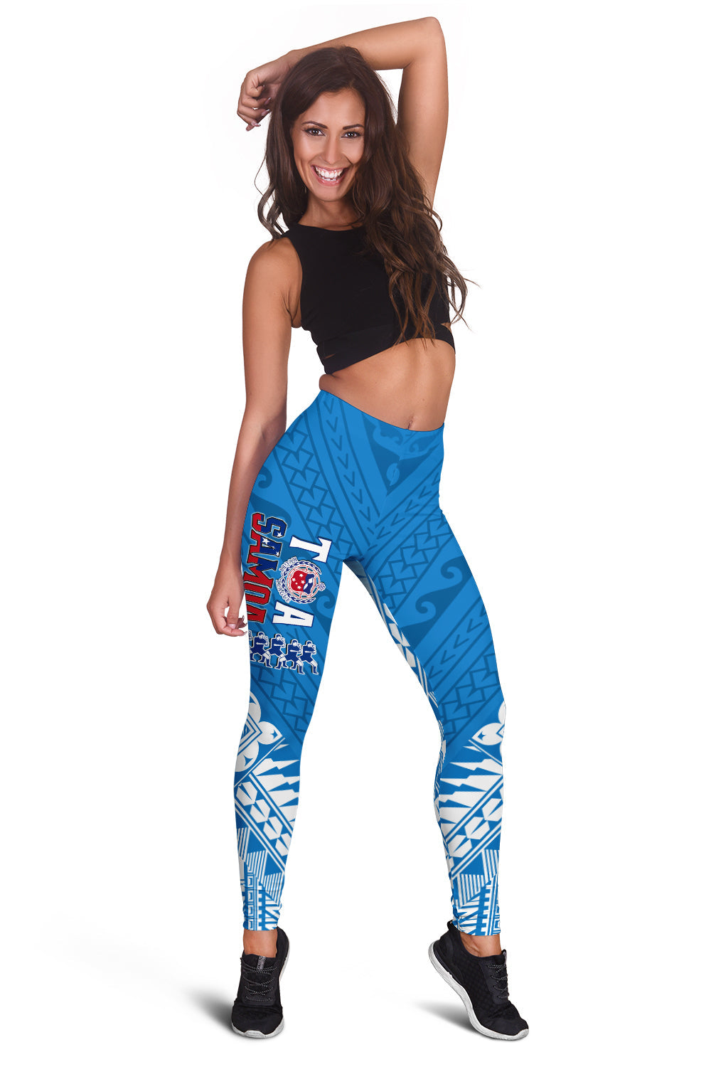 Toa Samoa Rugby Women Leggings Manu Siva Tau Style Ulafala LT13 Blue - Polynesian Pride