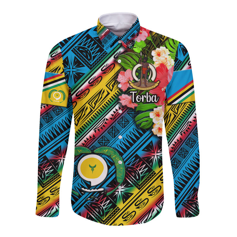 Vanuatu Torba Hawaii Long Sleeve Button Shirt Independence Be Proud LT8 Unisex Blue - Polynesian Pride