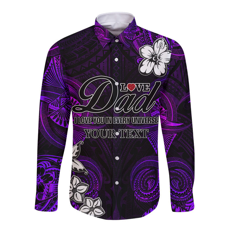 (Custom Personalised) Polynesian Fathers Day Hawaii Long Sleeve Button Shirt I Love You In Every Universe - Purple LT8 Unisex Purple - Polynesian Pride