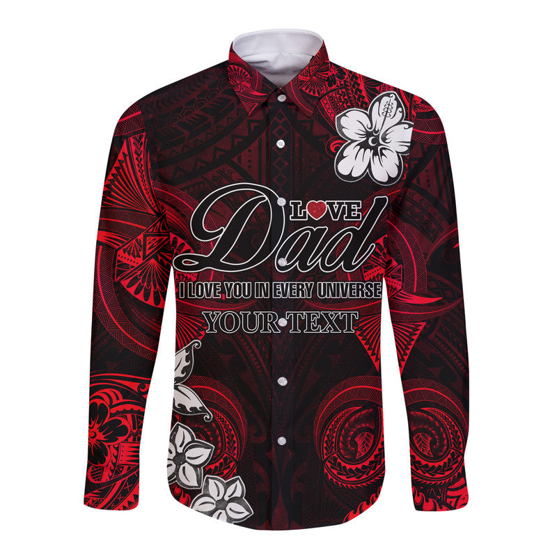 (Custom Personalised) Polynesian Fathers Day Hawaii Long Sleeve Button Shirt I Love You In Every Universe - Red LT8 Unisex Red - Polynesian Pride