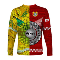 Tonga Ikale Tahi Ngatu And Australia Wallabies Aboriginal Long Sleeve Shirt Rugby Together LT8 - Polynesian Pride