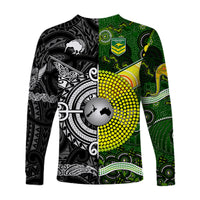 New Zealand Maori All Black And Australia Kangaroos Aboriginal Long Sleeve Shirt Rugby Together LT8 - Polynesian Pride