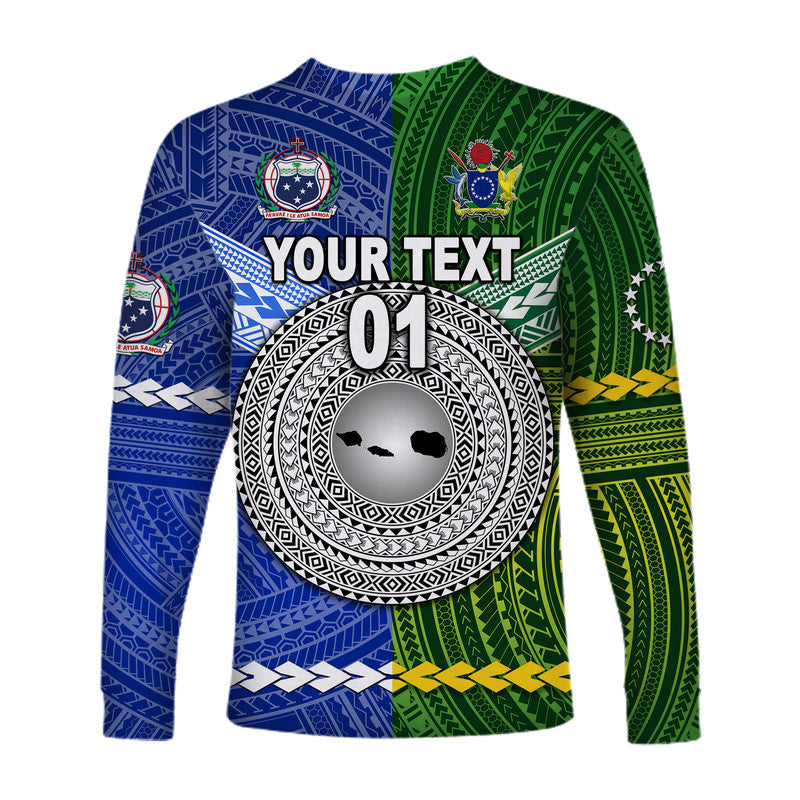(Custom Personalised) Samoa And Cook Islands Long Sleeve Shirt Together LT8 - Polynesian Pride