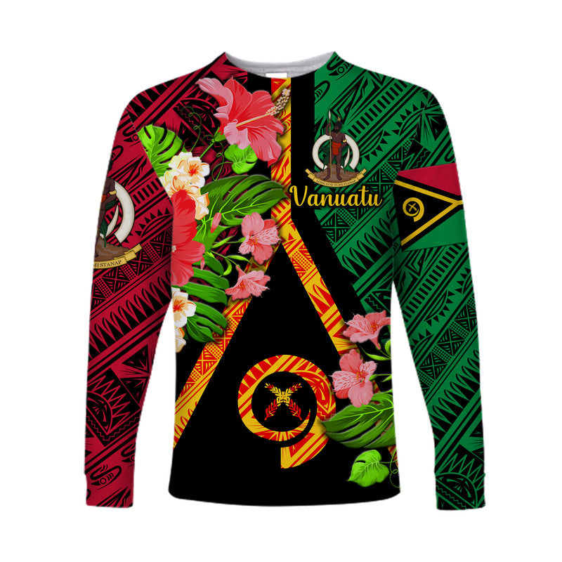 (Custom Personalised) Vanuatu Long Sleeve Shirt Independence Be Proud Vanuatu Flag LT8 Unisex Black - Polynesian Pride