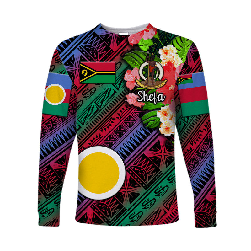 (Custom Personalised) Vanuatu Shefa Long Sleeve Shirt Independence Be Proud LT8 Unisex Blue - Polynesian Pride