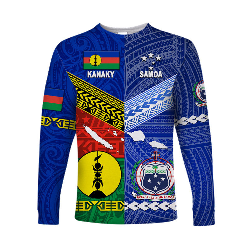 Samoa And Kanaky New Caledonia Long Sleeve Shirt Together LT8 Unisex Blue - Polynesian Pride