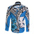 (Custom Personalised) Wallis et Futuna Hawaii Long Sleeve Button Shirt Polynesian Pattern and Hibiscus Flowers Version Blue LT13 - Polynesian Pride