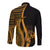 Tonga Hawaii Long Sleeve Button Shirt - Gold Polynesian Tentacle Tribal Pattern LT13 - Polynesian Pride