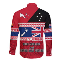 (Custom Personalised) Papua New Guinea and New Zealand Hawaii Long Sleeve Button Shirt Polynesian PNG and NZ LT13 - Polynesian Pride