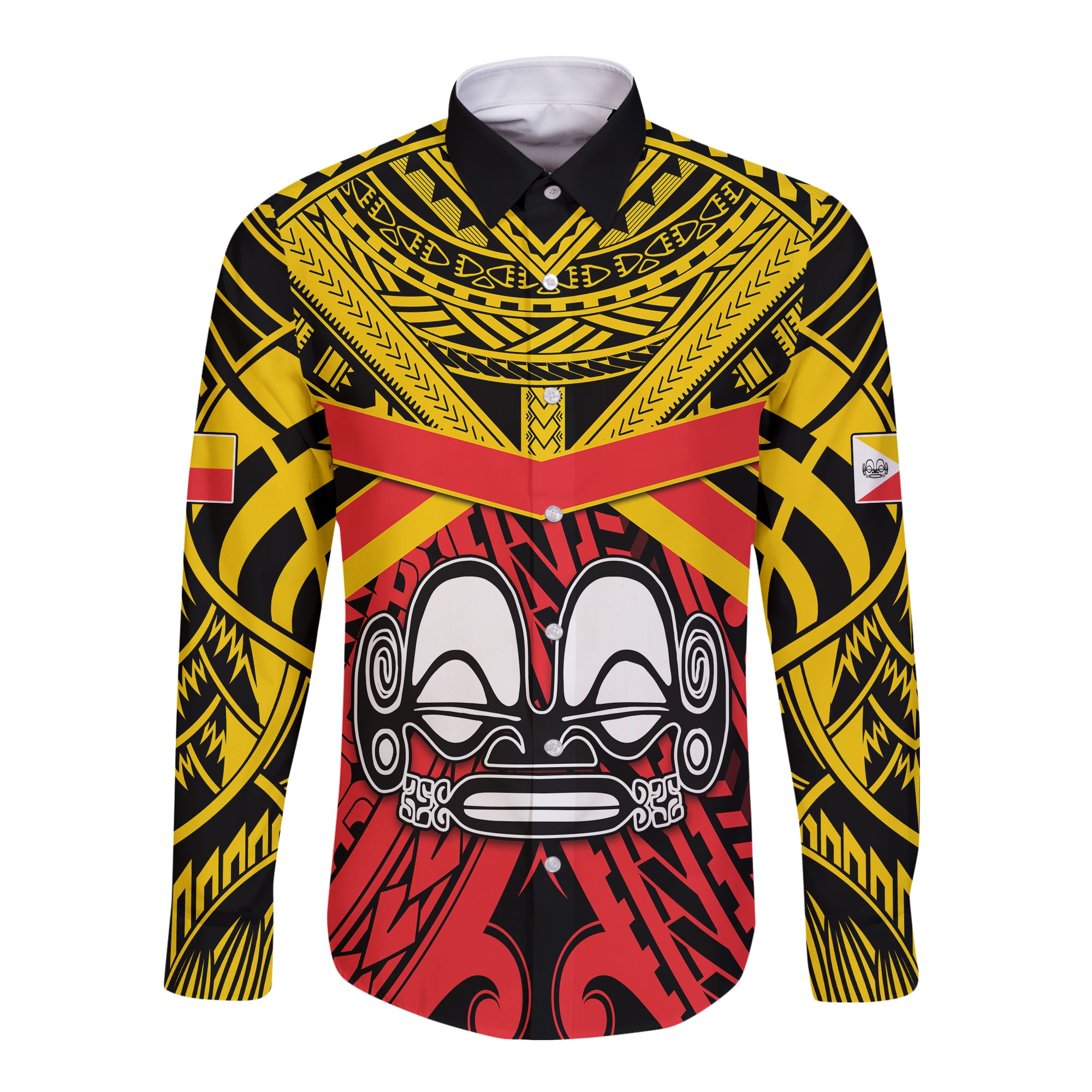 Marquesas Islands Long Sleeve Button Shirt the One and Only LT13 Unisex Yellow - Polynesian Pride