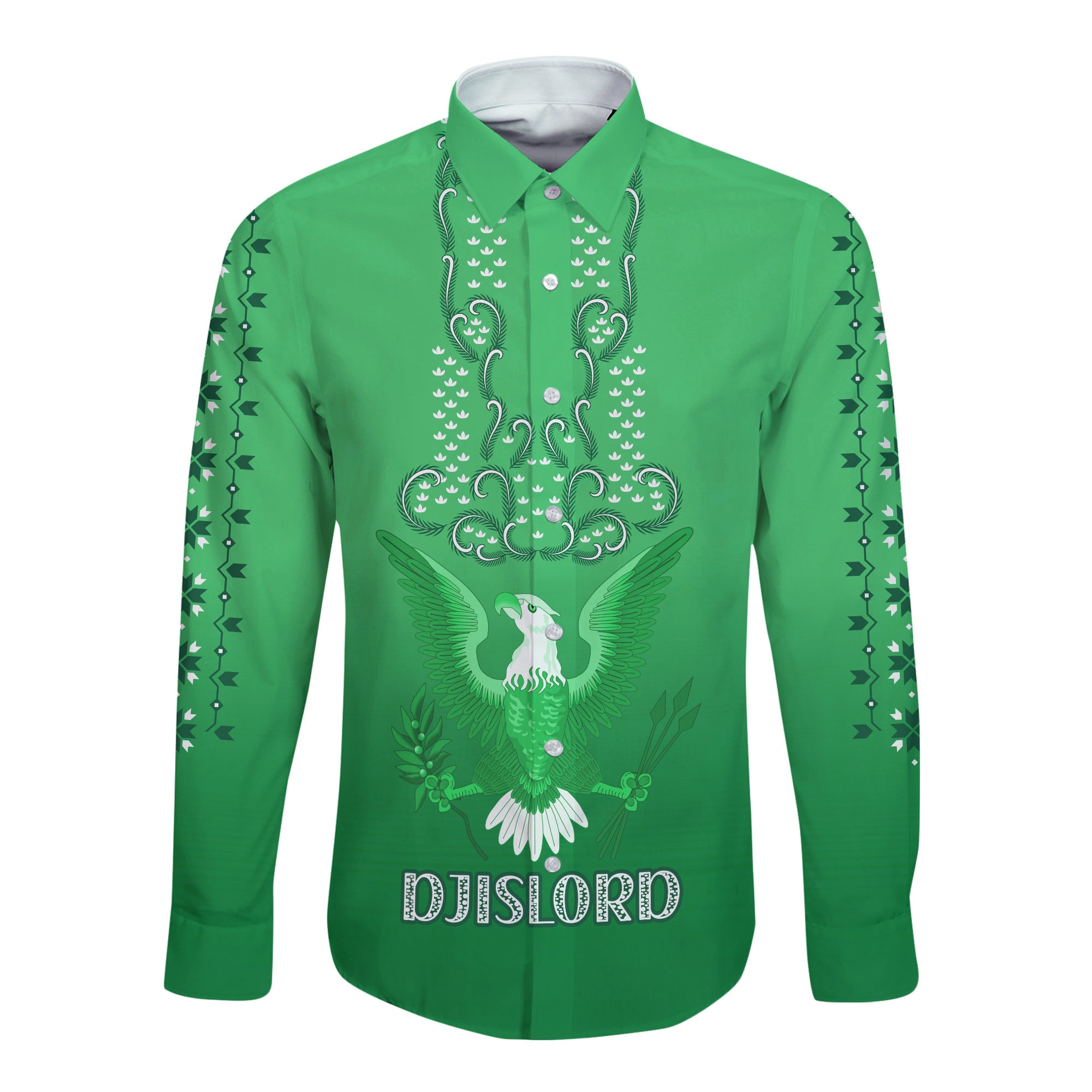 (DJISLORD) Philippines Long Sleeve Button Shirt Sun Filipino Green Barong LT13 Unisex Green - Polynesian Pride