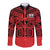 Marquesas Islands Long Sleeve Button Shirt - Marquesas Tattoo LT13 Unisex Red - Polynesian Pride