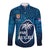 Fiji Rugby Hawaii Long Sleeve Button Shirt Flying Fijians Blue 02 Tapa Pattern LT13 Unisex Blue - Polynesian Pride