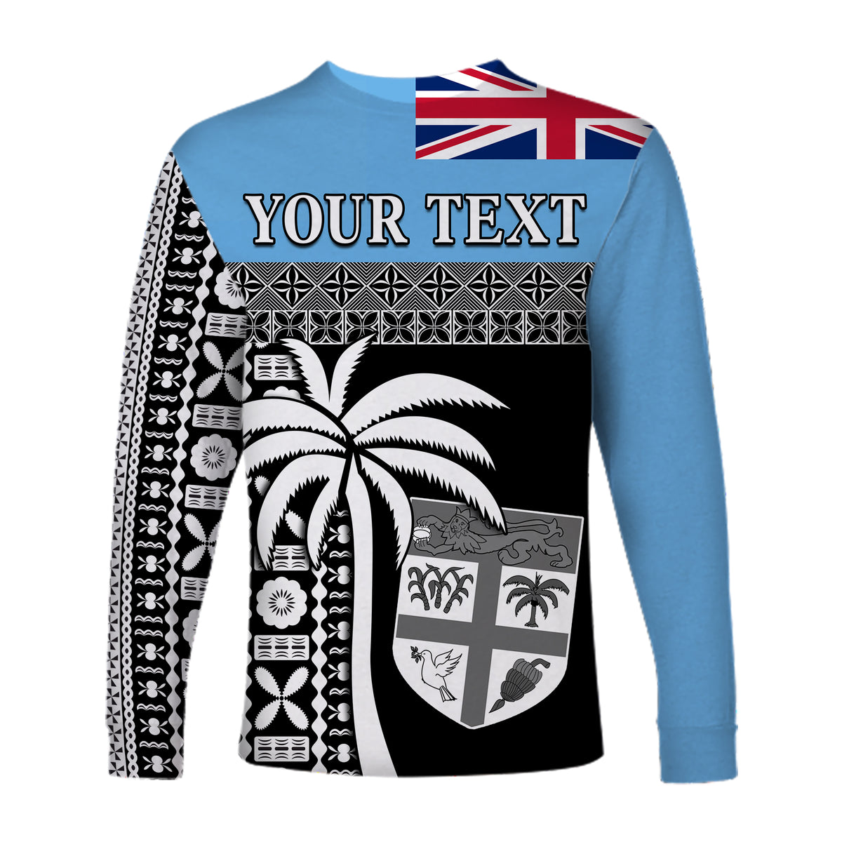 (Custom Personalised) Fiji Tapa Pattern Long Sleeve Shirt Coconut Tree LT13 - Polynesian Pride