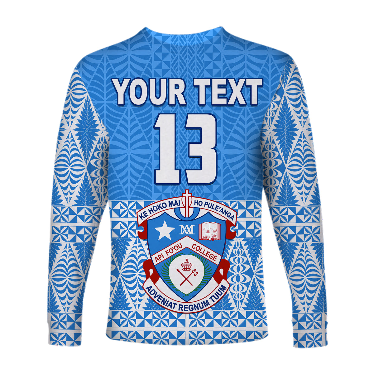 (Custom Personalised) Apifo'ou College Long Sleeve Shirt Tongan Pattern AFC Lovers LT13 - Polynesian Pride