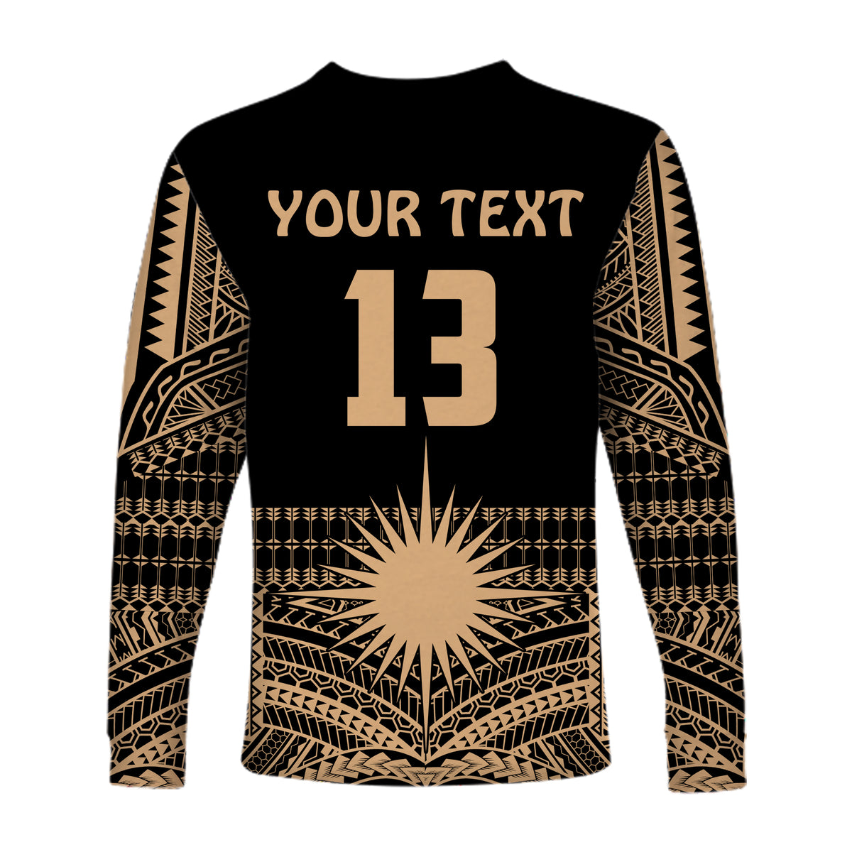 (Custom Text and Number) Marshall Islands Long Sleeve Shirt Best Tattoo Version Golden LT13 - Polynesian Pride