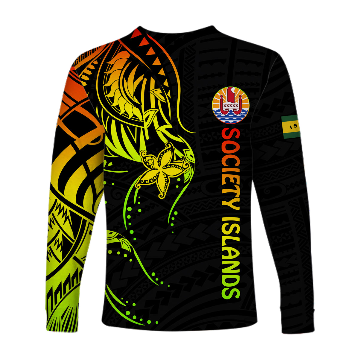Society Islands Long Sleeve Shirt Mix Pattern Leeward Islands French Polynesia LT13 - Polynesian Pride