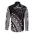 Fiji Rugby Long Sleeve Button Shirt Fijian Cibi Dance Tapa Pattern Black LT14 - Polynesian Pride