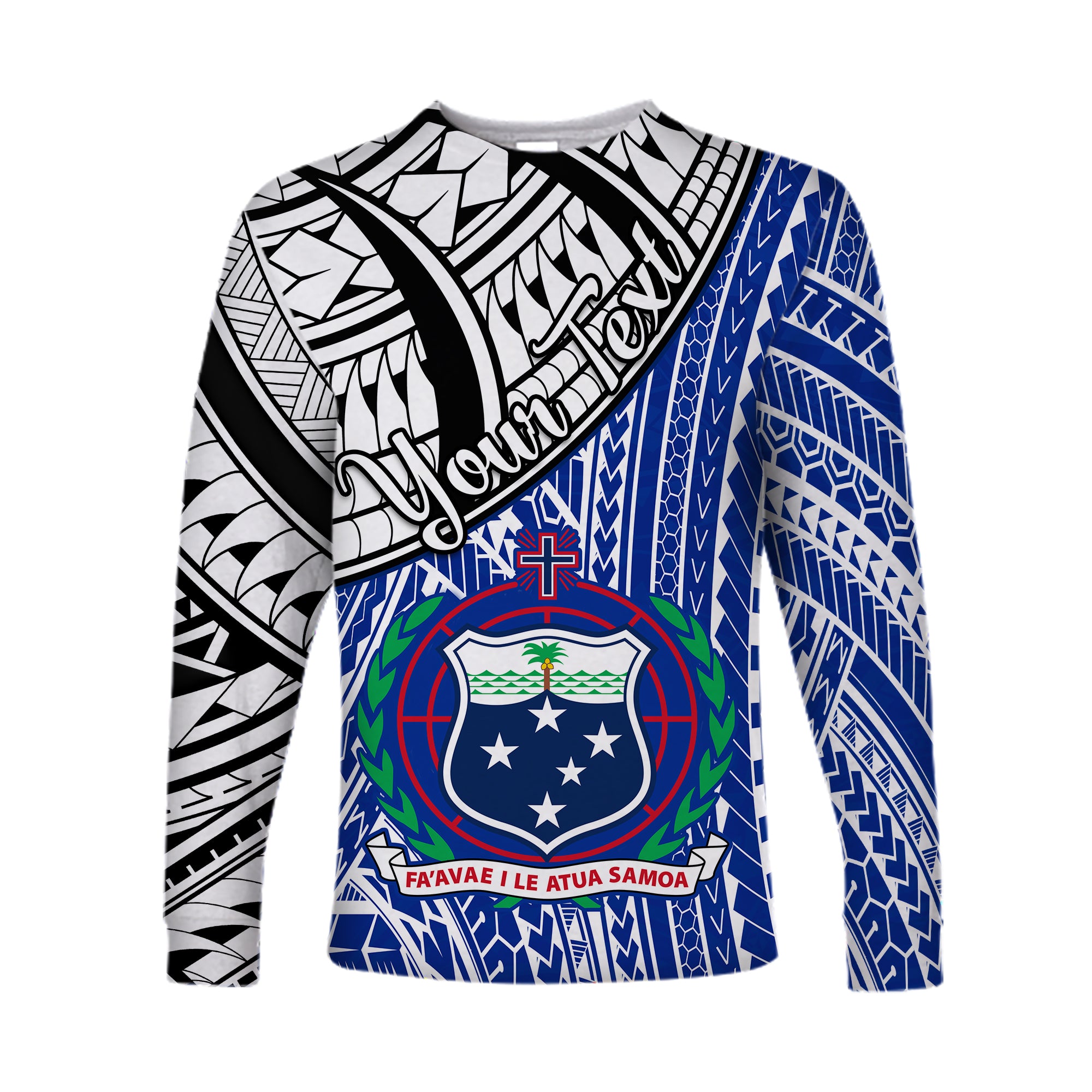 (Custom Personalised) Samoa Long Sleeve Shirt Samoan Pattern Newest LT13 Unisex Blue - Polynesian Pride