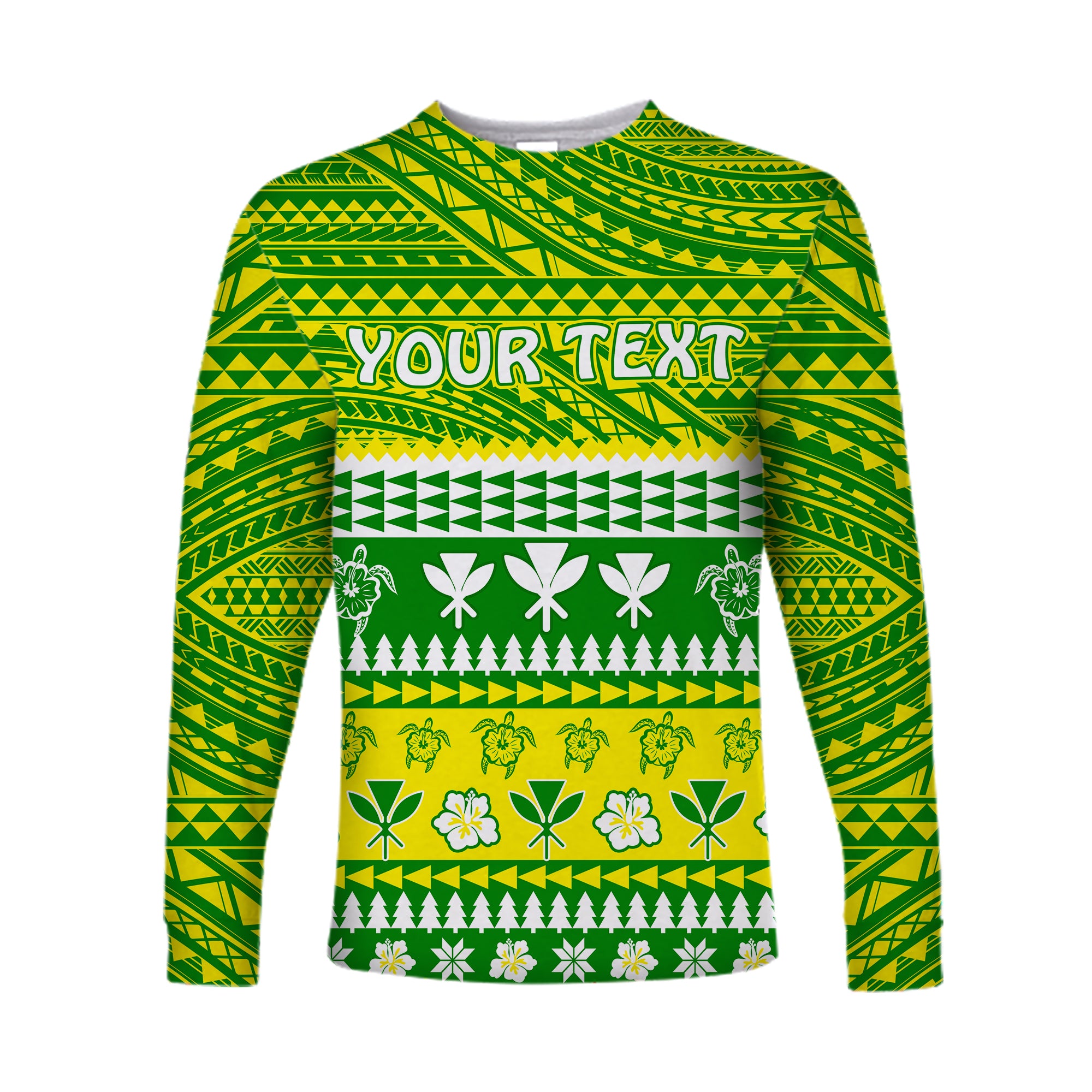 (Custom Personalised) Hawaii Christmas Long Sleeve Shirt Polynesian Mele Kalikimaka Santa Claus LT13 Unisex Green - Polynesian Pride