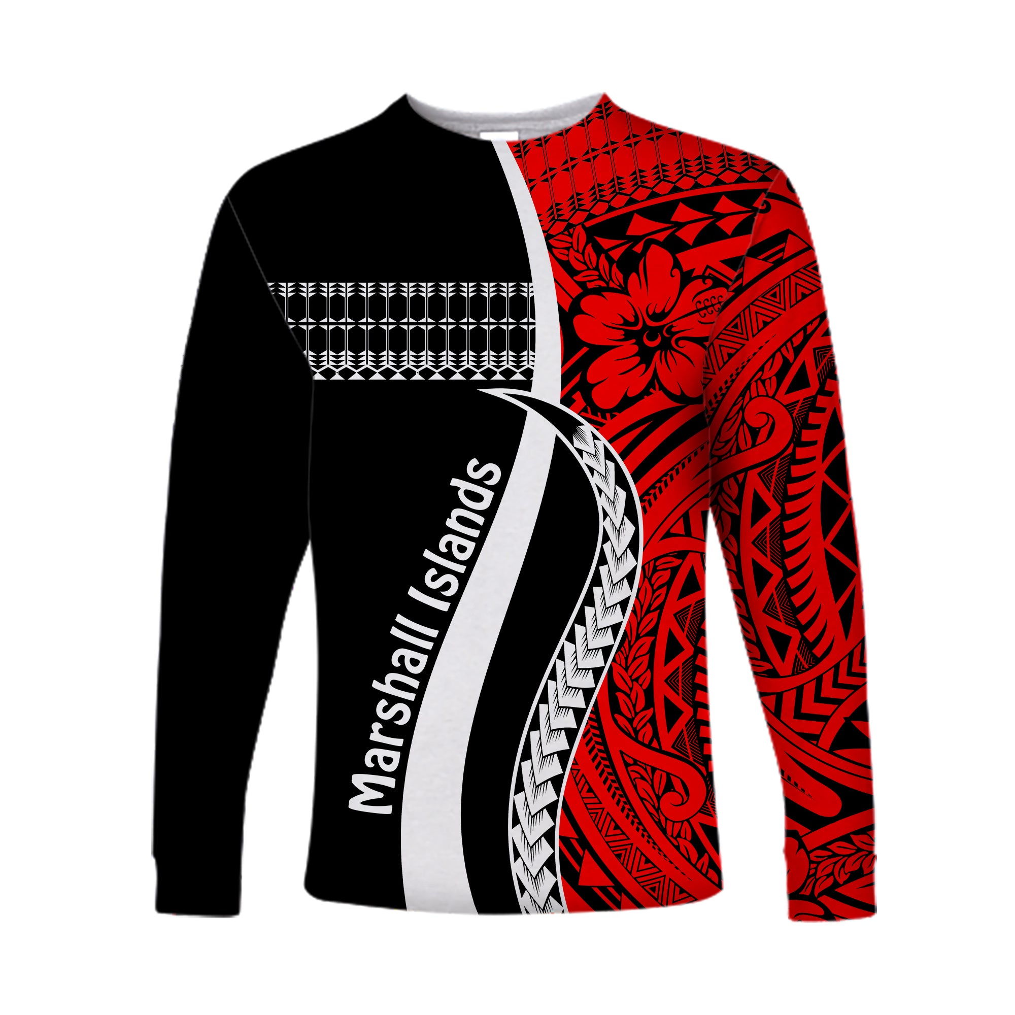 Marshall Islands Long Sleeve Shirt Simple Pattern Version Red LT13 Unisex Red - Polynesian Pride