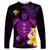 Hawaii Turtle Long Sleeve Shirt Hawaiian Flowers Version Purple Elegant LT13 Unisex Purple - Polynesian Pride