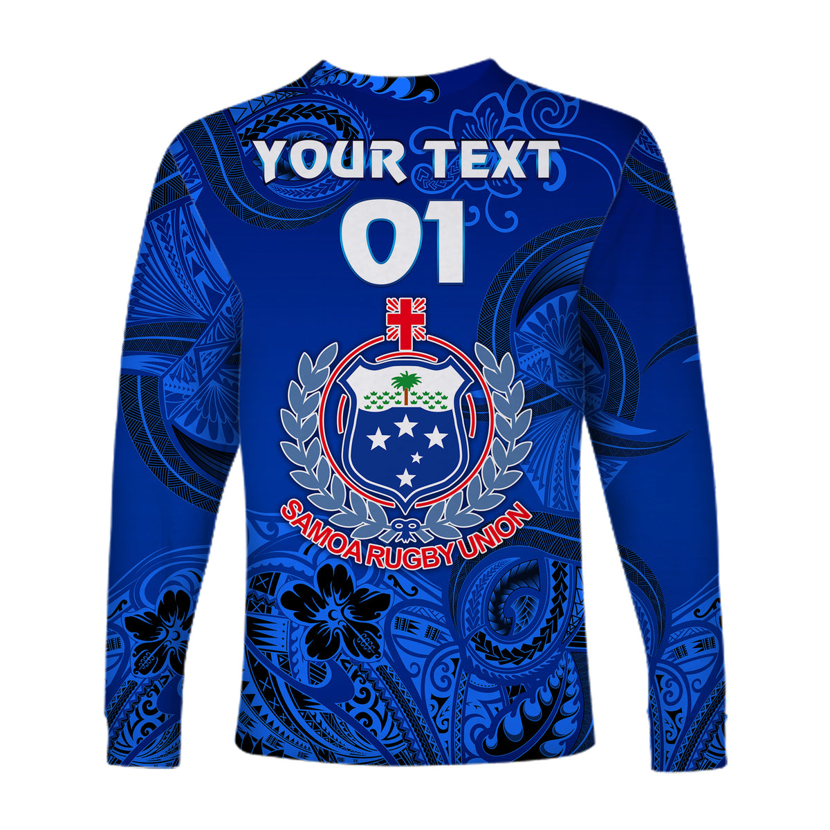 (Custom Personalised) Samoa Manu Long Sleeve Shirt Rugby Unique Style - Full Blue LT8 - Polynesian Pride