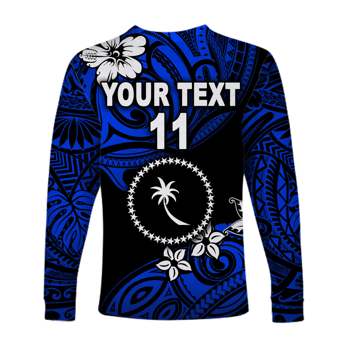 (Custom Personalised) FSM Chuuk Long Sleeve Shirts Unique Vibes - Blue LT8 - Polynesian Pride