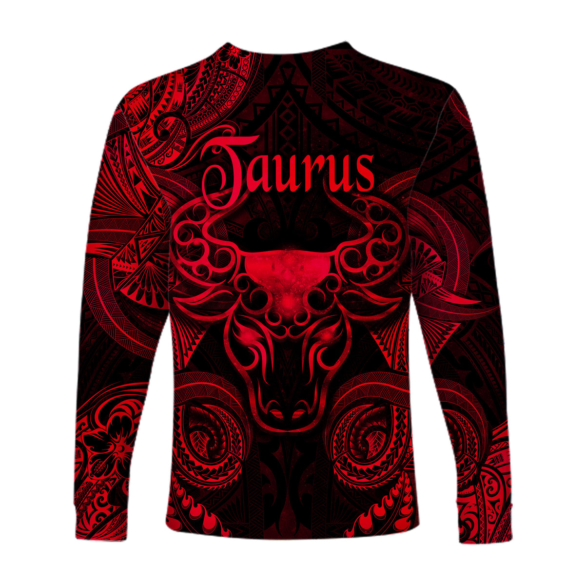 Taurus Zodiac Polynesian Long Sleeve Shirt Unique Style - Red LT8 - Polynesian Pride
