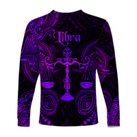 Libra Zodiac Polynesian Long Sleeve Shirt Unique Style - Purple LT8 - Polynesian Pride