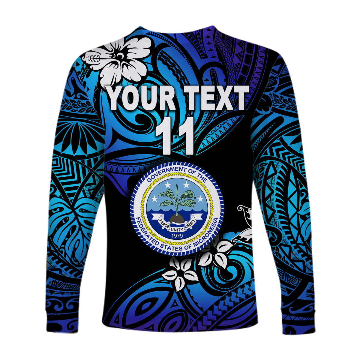 (Custom Personalised) Federated States of Micronesia Long Sleeve Shirts Unique Vibes - Blue LT8 - Polynesian Pride