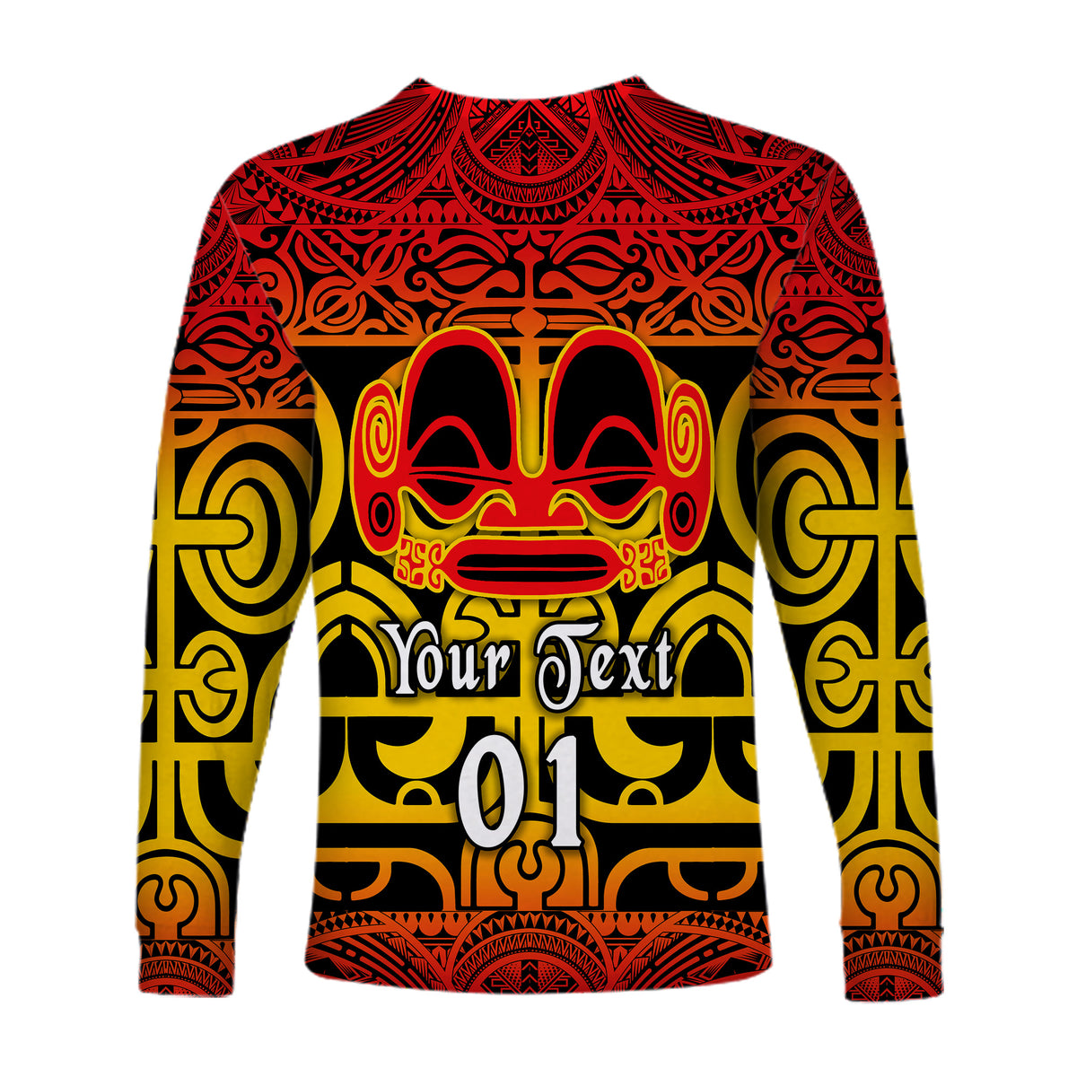(Custom Personalised) Marquesas Islands Long Sleeve Shirt Marquesan Tattoo Simple Style - Gradient Red LT8 - Polynesian Pride