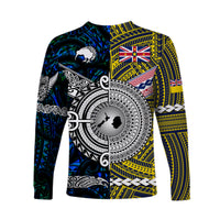 New Zealand Maori Aotearoa And Niue Together Long Sleeve Shirts - Blue LT8 - Polynesian Pride