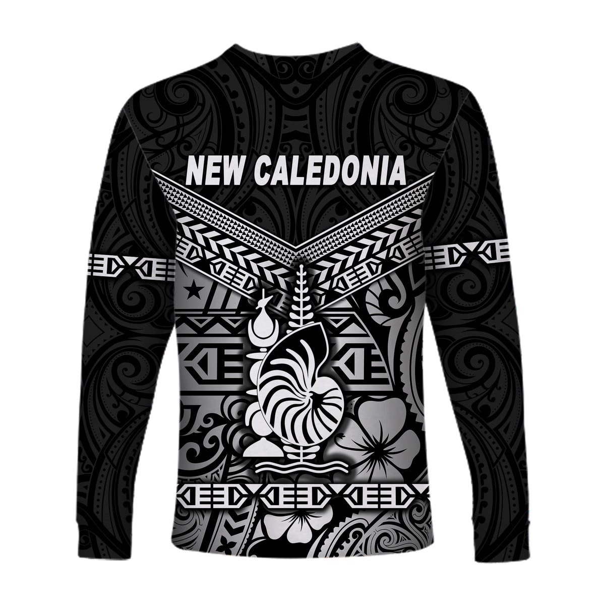 New Caledonia Long Sleeve Shirts Simple Style - Black LT8 - Polynesian Pride