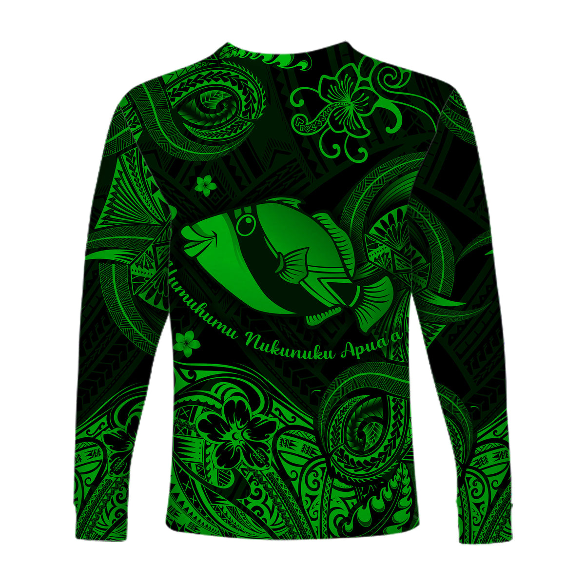 Hawaii State Fish: Humuhumu Nukunuku Apua'a Polynesian Long Sleeve Shirt Unique Style - Green LT8 - Polynesian Pride