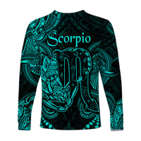Scorpio Zodiac Polynesian Long Sleeve Shirt Unique Style - Turquoise LT8 - Polynesian Pride