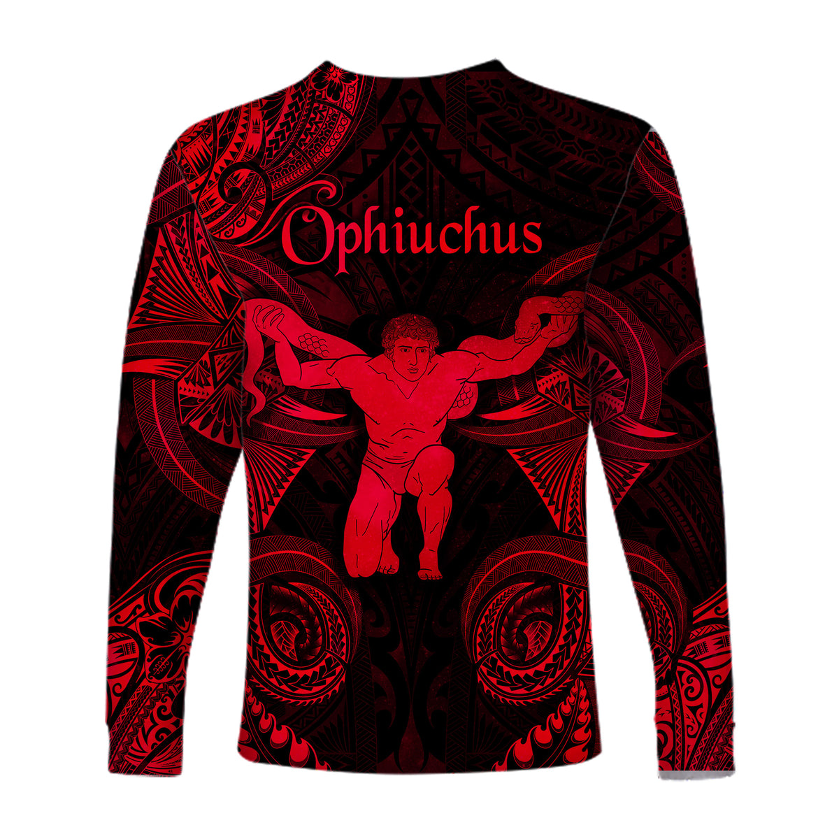 Ophiuchus Zodiac Polynesian Long Sleeve Shirt Unique Style - Red LT8 - Polynesian Pride