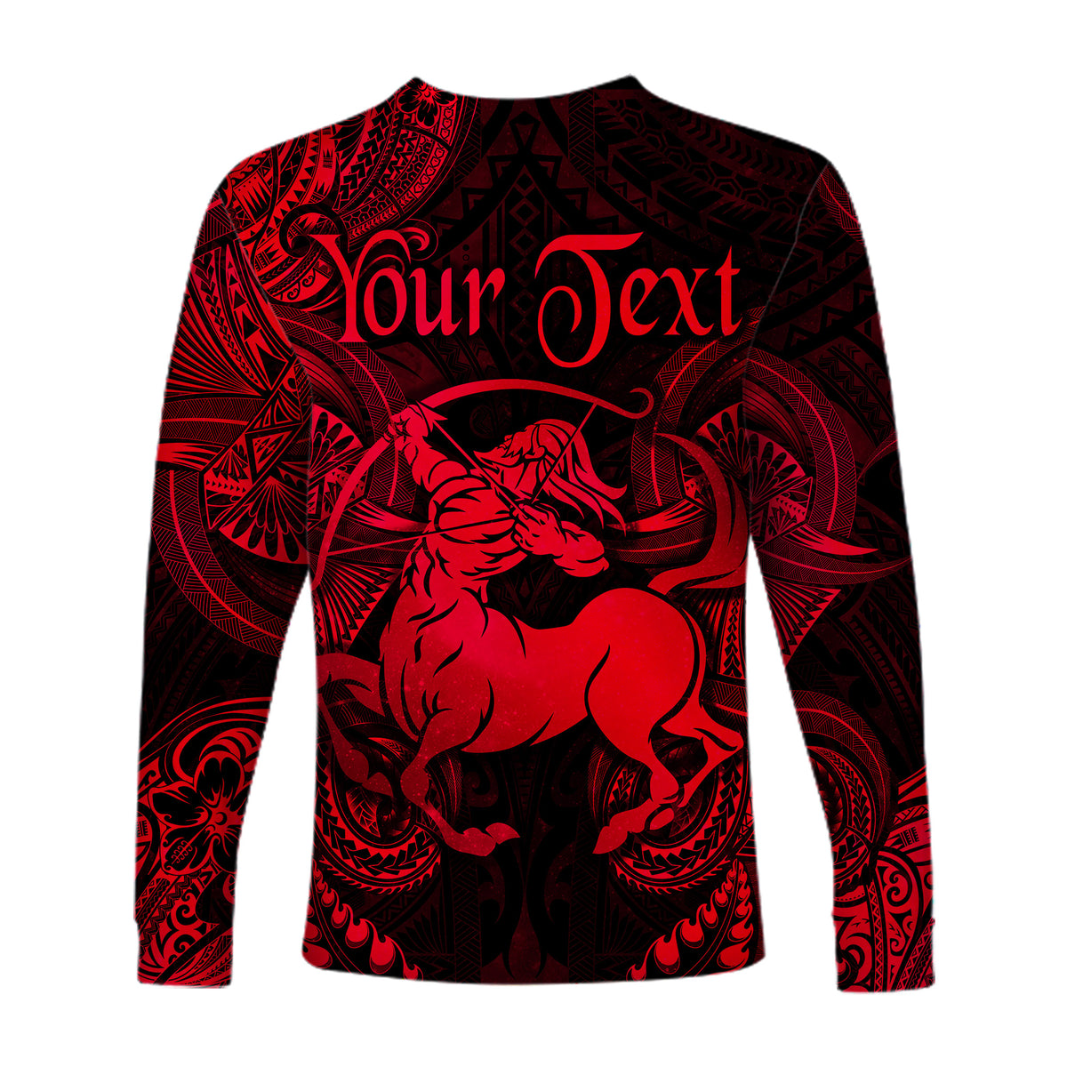 (Custom Personalised) Sagittarius Zodiac Polynesian Long Sleeve Shirt Unique Style - Red LT8 - Polynesian Pride