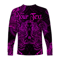(Custom Personalised) Virgo Zodiac Polynesian Long Sleeve Shirt Unique Style - Pink LT8 - Polynesian Pride